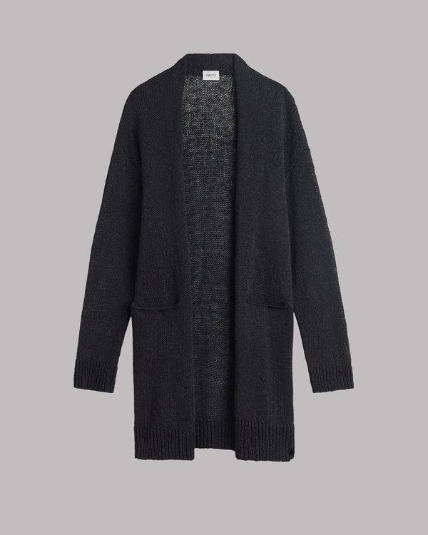 Mikuta The Black Thin Long Knitted Cardigan