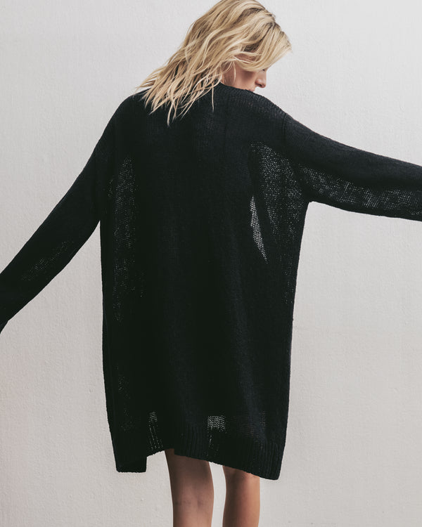 Mikuta The Black Thin Long Knitted Cardigan
