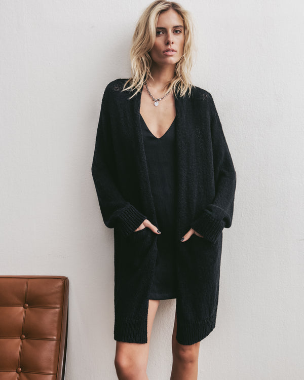 Mikuta The Black Thin Long Knitted Cardigan