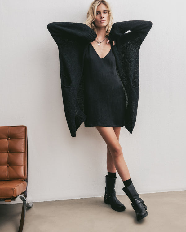 mikuta The Black Thin Long Knitted Cardigan