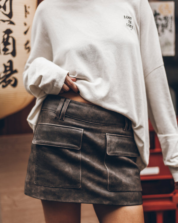 Mikuta The Brown Leather Mini Skirt