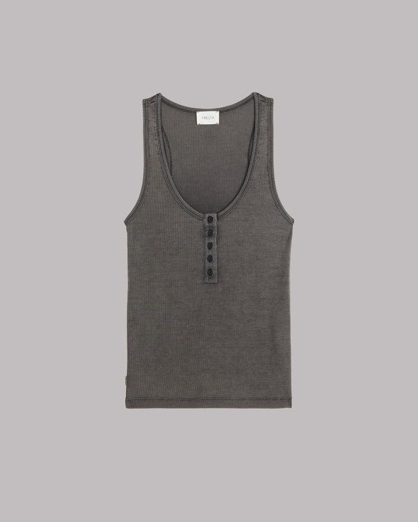 Mikuta The Dark Faded Buttoned Tank Top