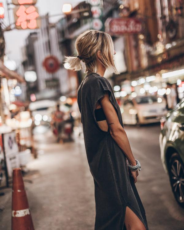 Mikuta The Dark Faded Long Batwing Dress