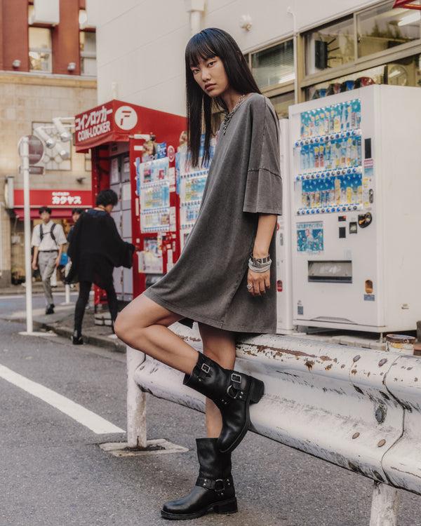 Mikuta The Dark Faded Short Loose T-Shirt Dress