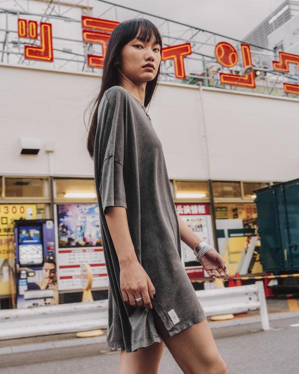 Mikuta The Dark Faded Short Loose T-Shirt Dress