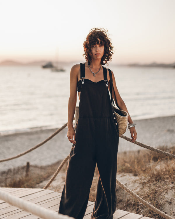 mikuta The Dark Flowy Dungarees