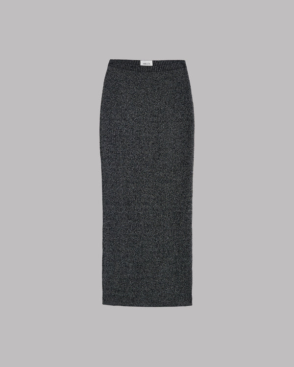 Mikuta The Dark Glitter Ribbed Long Tube Skirt
