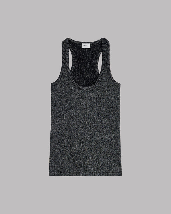 mikuta The Dark Glitter Ribbed Tank Top