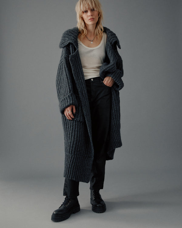 Mikuta The Dark Grey Long Knitted Cardigan