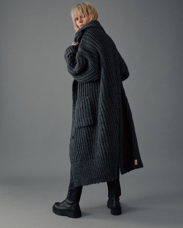 Mikuta The Dark Grey Long Knitted Cardigan