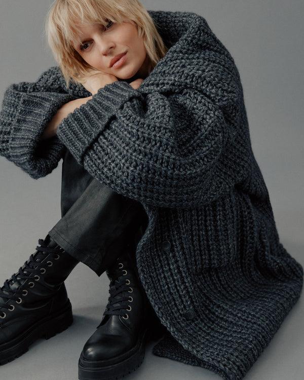 mikuta The Dark Grey Long Knitted Cardigan