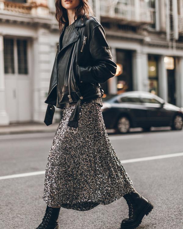 Mikuta The Dark Long Sequin Skirt