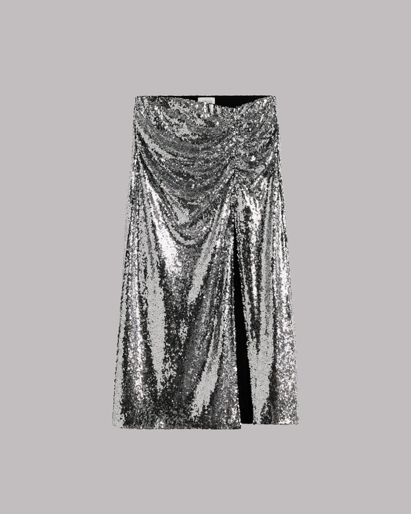 Mikuta The Dark Long Slit Sequin Skirt
