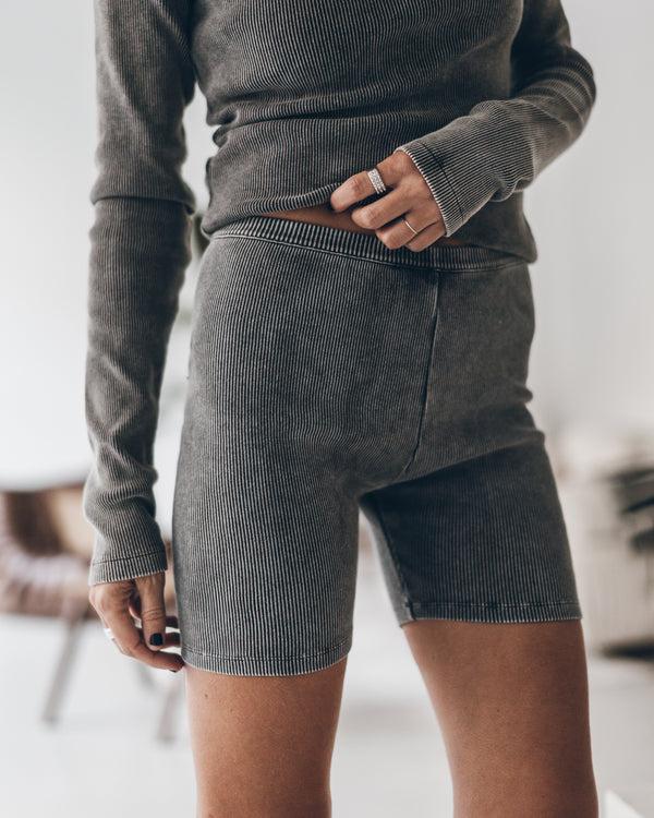 Mikuta The Dark Ribbed Biker Shorts