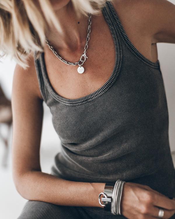 Mikuta The Dark Ribbed Tank Top