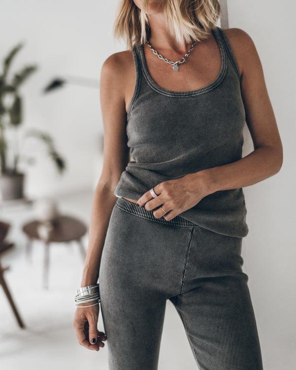 Mikuta The Dark Ribbed Tank Top