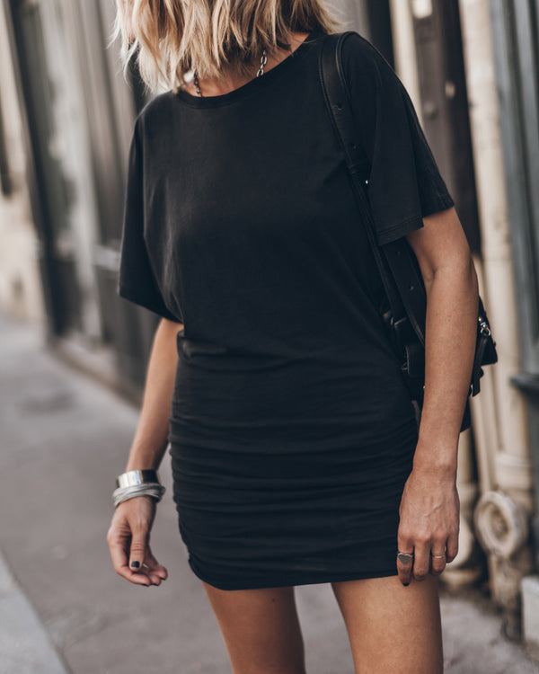 mikuta The Dark Short Draped T-Shirt Dress