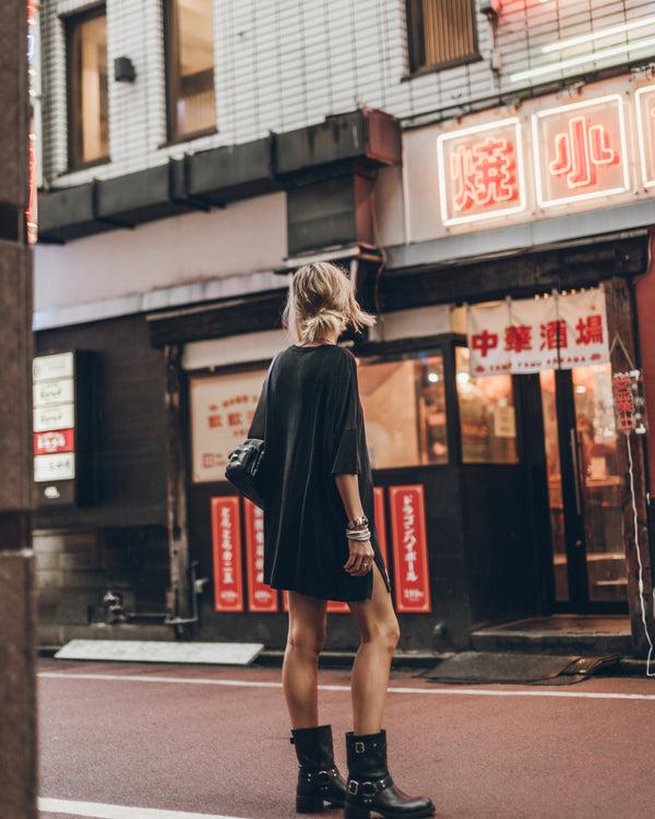Mikuta The Dark Short Loose T-Shirt Dress