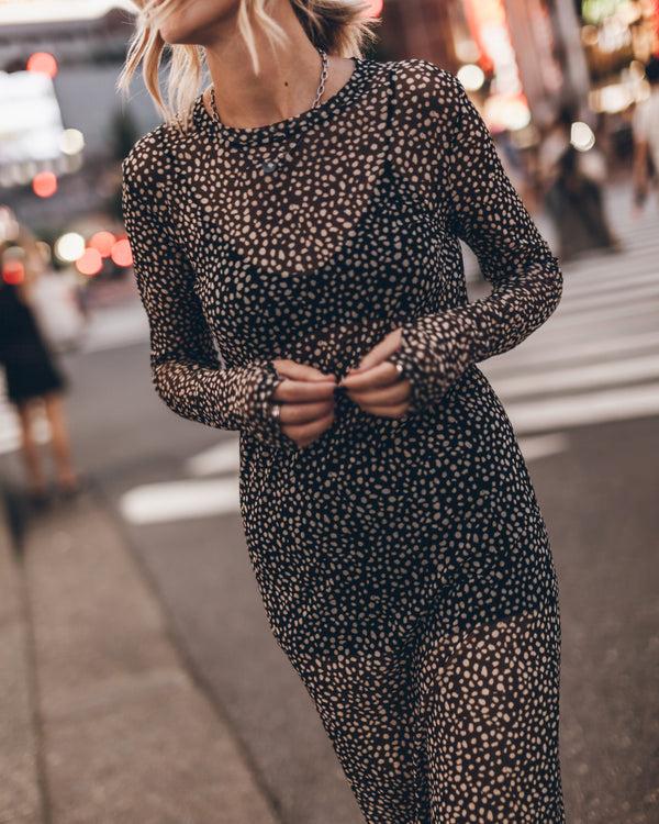 Mikuta The Dotted Mesh Longsleeve Dress