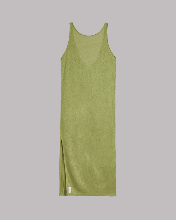 Mikuta The Green Low Back Linen Tank Dress