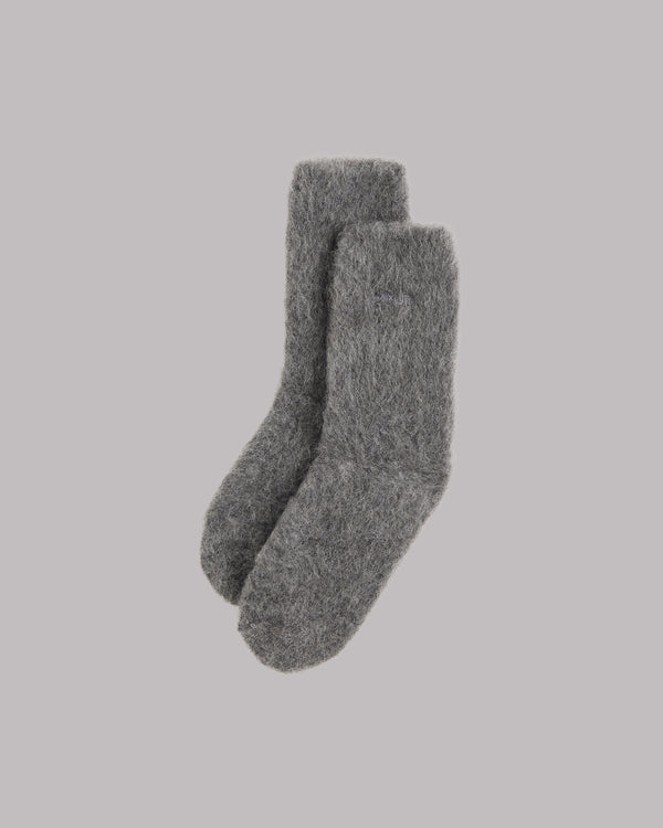 Mikuta The Grey Fluffy Alpaca Knit Socks