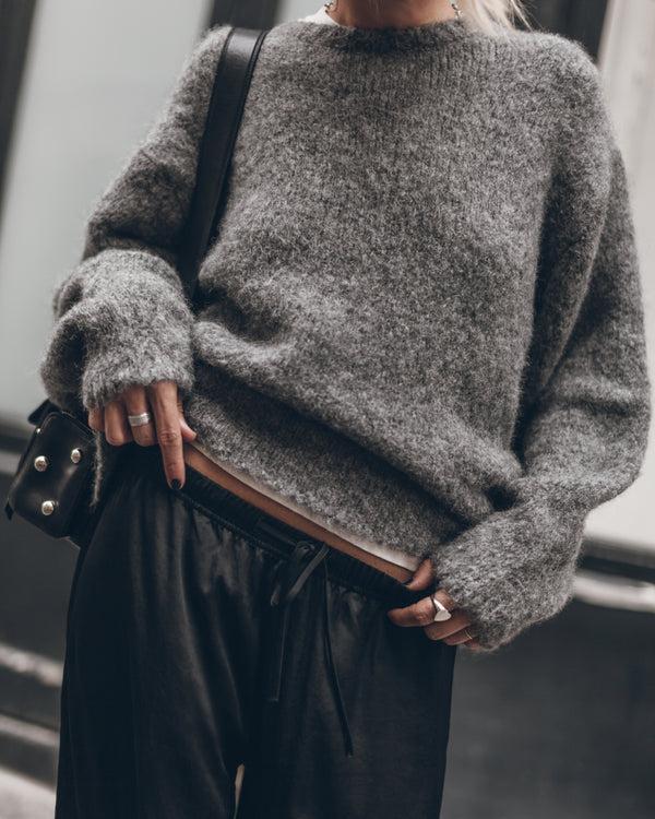 Mikuta The Grey Fluffy Alpaca Knit Sweater