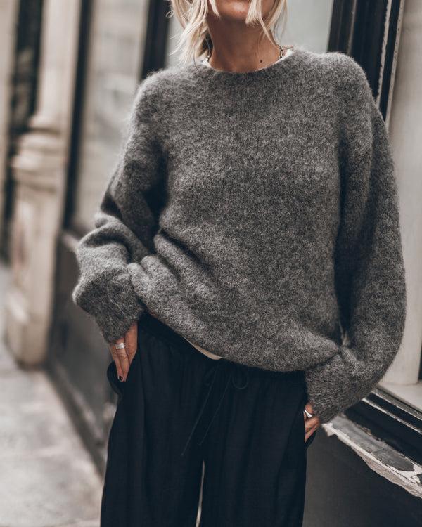 mikuta The Grey Fluffy Alpaca Knit Sweater