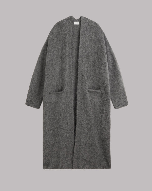 Mikuta The Grey Fluffy Alpaca Long Cardigan