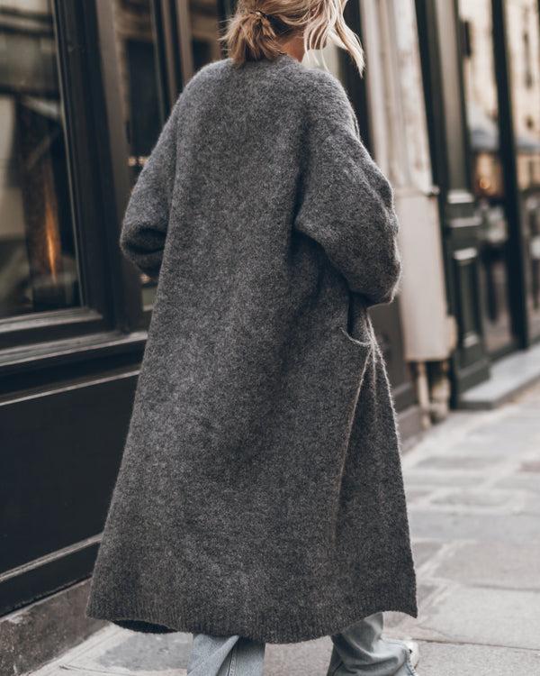Mikuta The Grey Fluffy Alpaca Long Cardigan