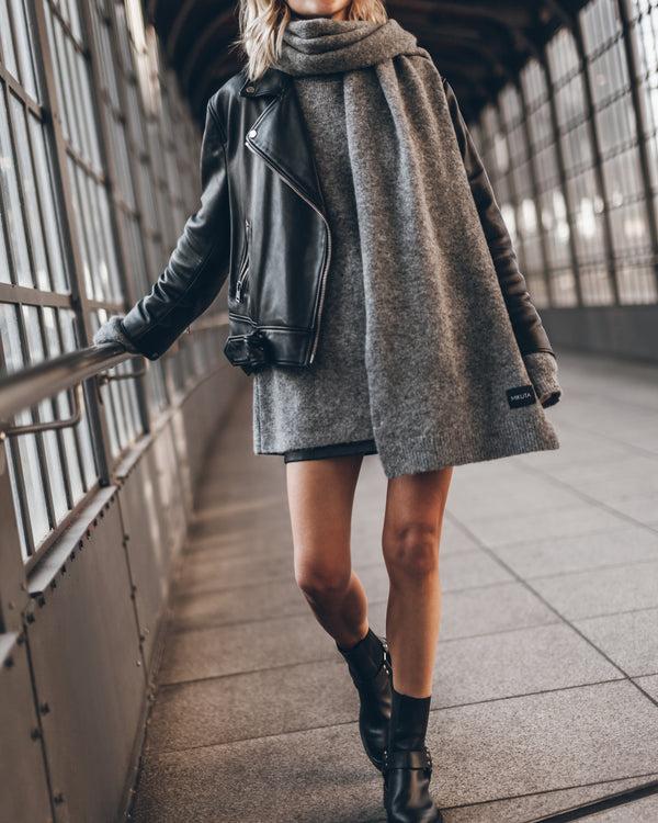 Mikuta The Grey Melange Knit Scarf