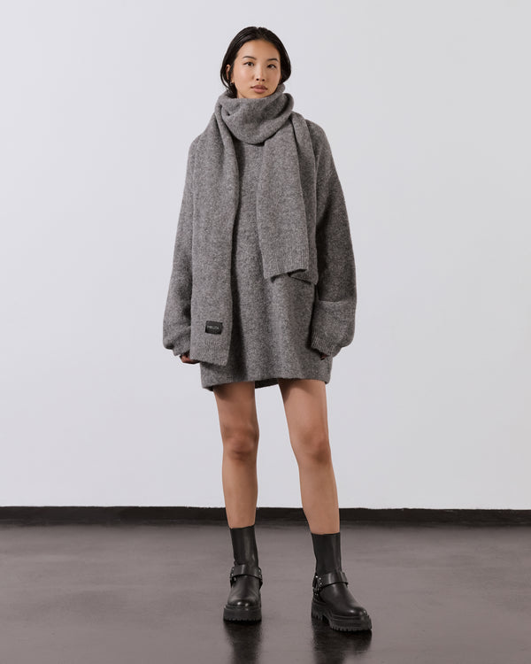 Mikuta The Grey Melange Knit Scarf