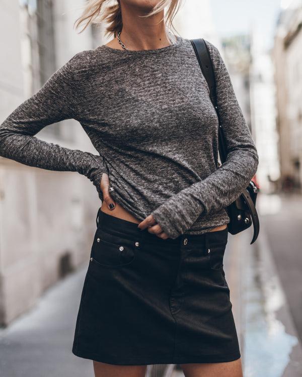 mikuta The Grey Striped Sparkly Thin Longsleeve