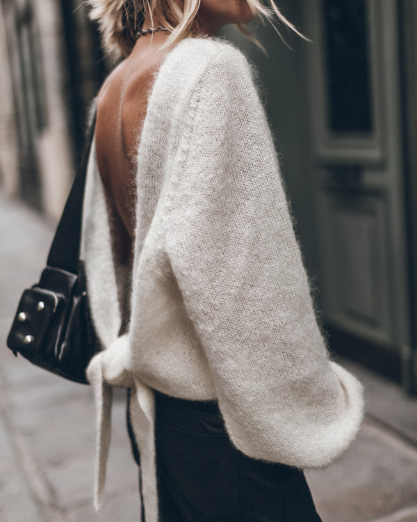 Mikuta The Light Low Back Knotted Knit Sweater