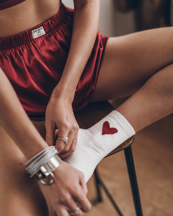 Mikuta The Off White Heart Socks