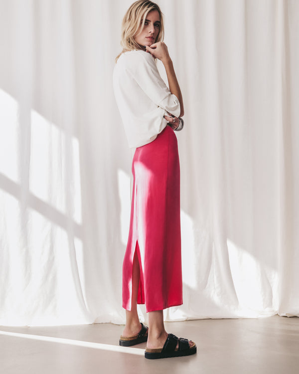 mikuta The Pink Long Cupro Skirt