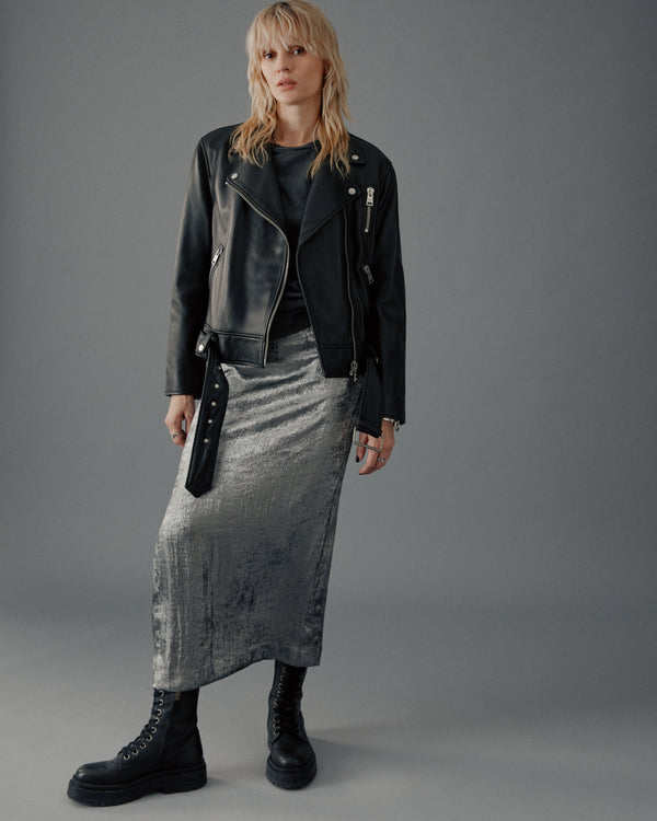 Mikuta The Silver Long Sateen Skirt