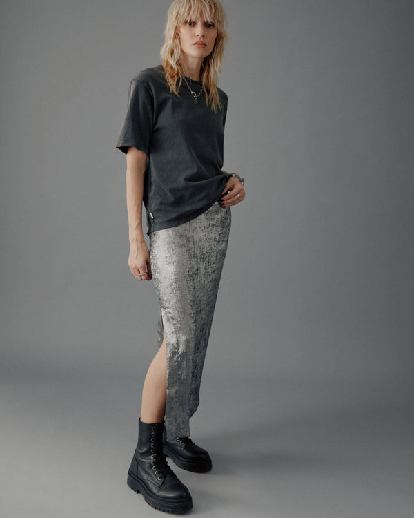 Mikuta The Silver Long Sateen Skirt