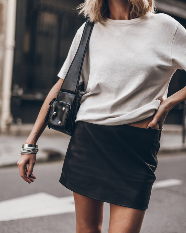 Mikuta The Straight Mini Leather Skirt