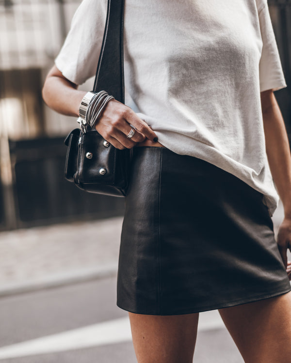 Mikuta The Straight Mini Leather Skirt