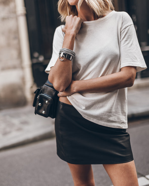 mikuta The Straight Mini Leather Skirt