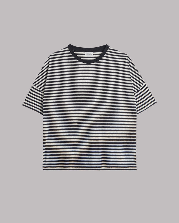 Mikuta The Striped Long Loose Thin Linen T-Shirt