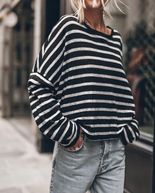 Mikuta The Striped Loose Linen Longsleeve