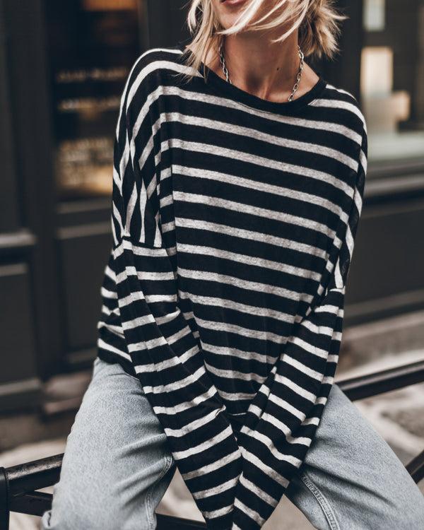 mikuta The Striped Loose Linen Longsleeve