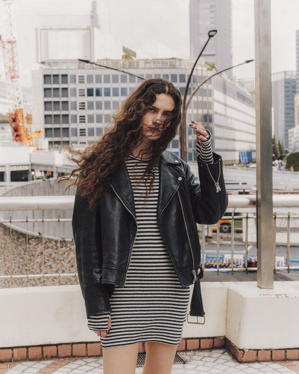 Mikuta The Striped Short Linen Longsleeve Dress