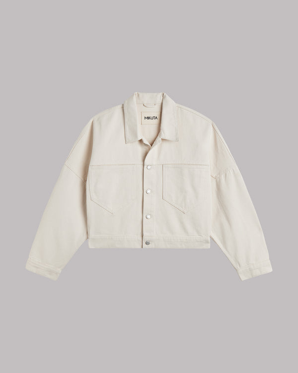 Mikuta The White Cropped Denim Jacket