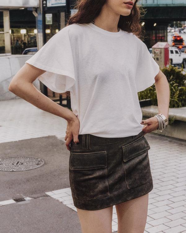 Mikuta The White Embroidered Hemp Bat T-Shirt