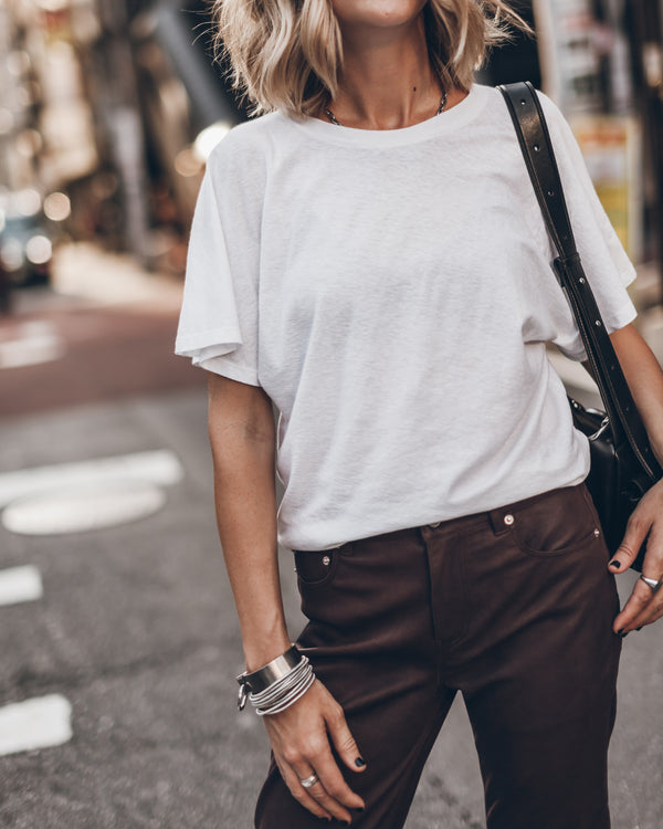 mikuta The White Embroidered Hemp Bat T-Shirt