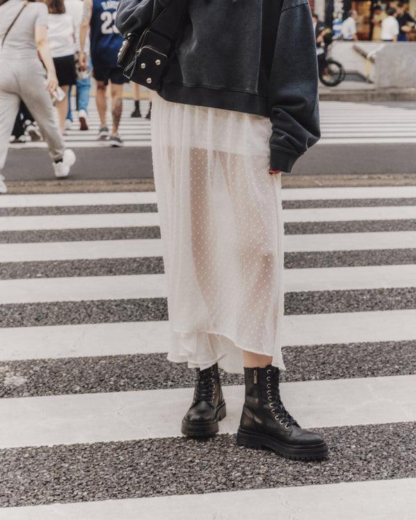 Mikuta The White Long Ruffle Skirt