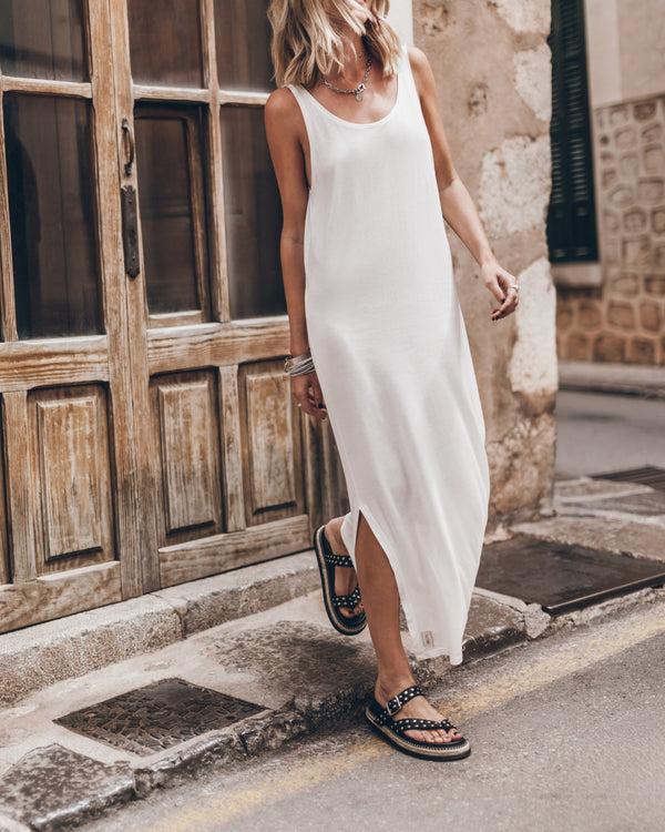 Mikuta The White Low Back Base Tank Dress