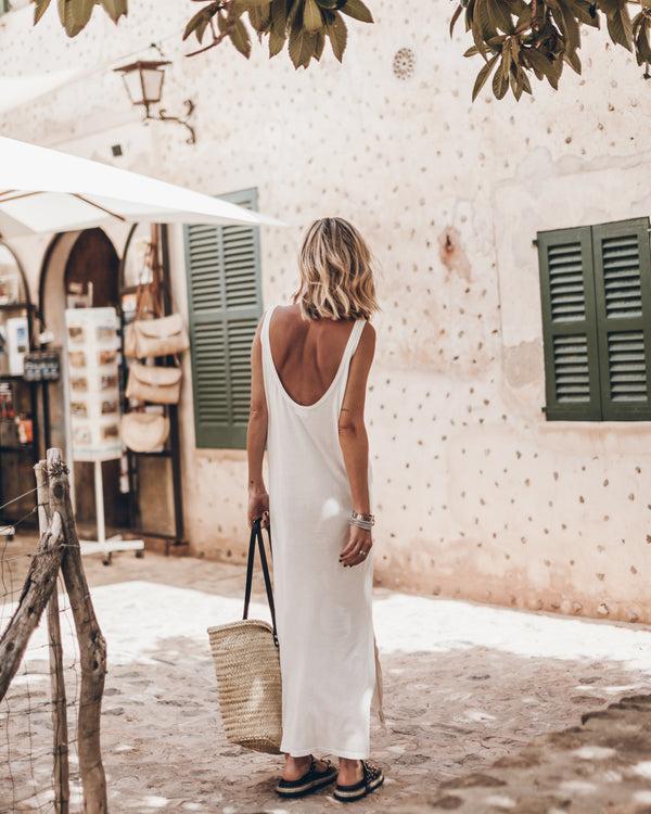 Mikuta The White Low Back Base Tank Dress